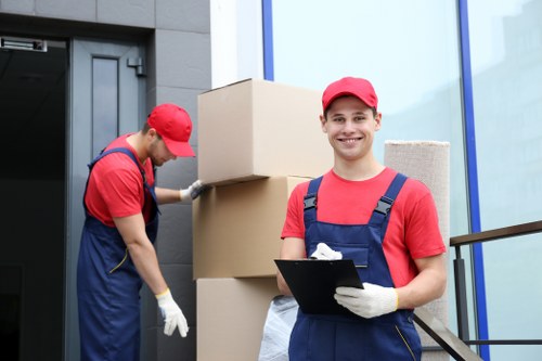 Staff sorting cardboard and recyclable packing materials at Selfstorage Dulwich