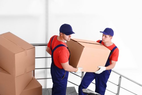 Customer walking through a clean self storage corridor with safety awareness