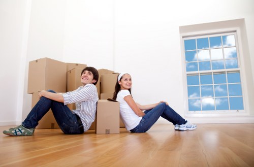 Packed moving boxes ready for removals in Dulwich