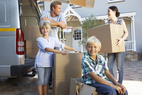 Packed moving boxes ready for house removals in Dulwich